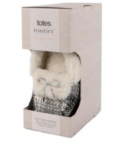 TOTES Brushed Check Moccasin Slippers - Grey -Totes VNVX2 SQ3 0000000005 GREY SLb