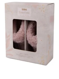 TOTES Knitted Mule Slippers With Faux Fur - Pink -Totes VNVX3 SQ3 0000000063 PINK SLb