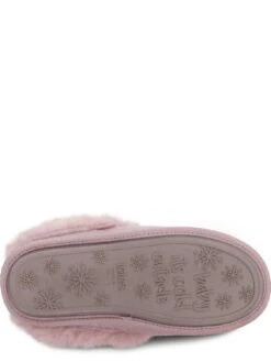 TOTES Knitted Mule Slippers With Faux Fur - Pink -Totes VNVX3 SQ5 0000000063 PINK SLu