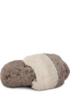 TOTES Faux Fur Contrast Stripe Slider Slippers - Cream -Totes VNVX4 SQ4 0000000067 CREAM SLt