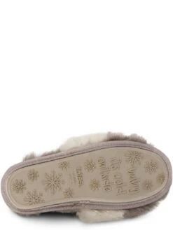 TOTES Faux Fur Contrast Stripe Slider Slippers - Cream -Totes VNVX4 SQ5 0000000067 CREAM SLu