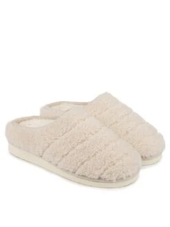 TOTES Quilted Borg Eva Slippers - Icons Range - Cream
