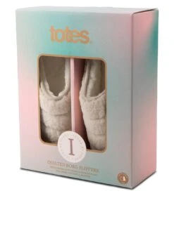 TOTES Quilted Borg Eva Slippers - Icons Range - Cream -Totes VNVX8 SQ3 0000000067 CREAM SLb