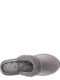 TOTES Isotoner Sparkle Velour Heeled Mule - Grey -Totes VNVXU SQ4 0000000005 GREY SLt