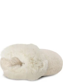 TOTES Textured Faux Fur Mule Slippers - Cream -Totes VNYHS SQ4 0000000067 CREAM SLt