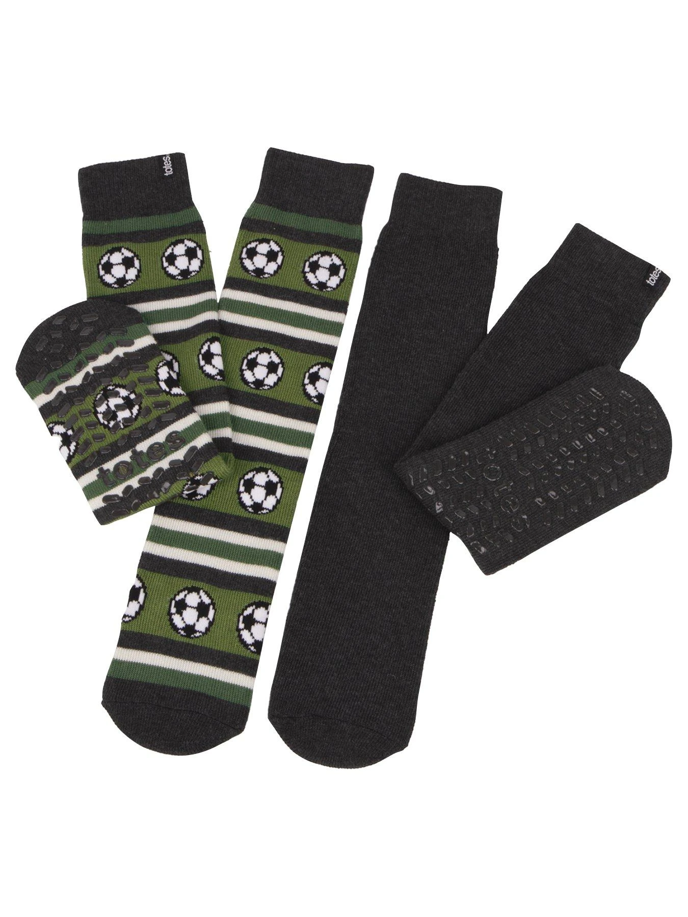 TOTES 2 Pack Original Football Slipper Socks - Multi 3 TOTES 2 Pack Original Football Slipper Socks - Multi