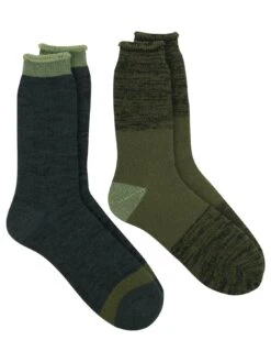 TOTES 2 Pack Mens Brushed Thermal Socks - Khaki