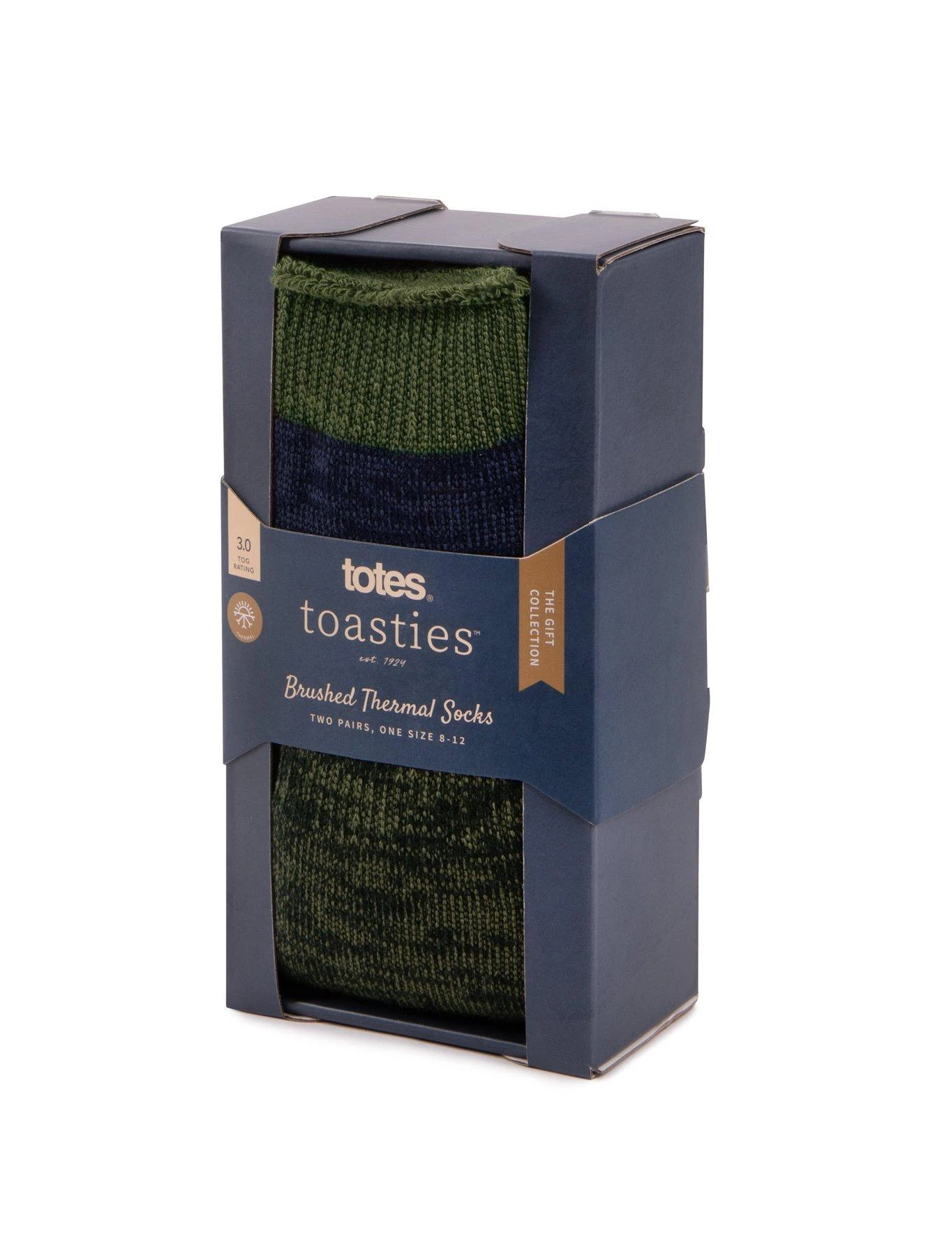 TOTES 2 Pack Mens Brushed Thermal Socks - Khaki 4 TOTES 2 Pack Mens Brushed Thermal Socks - Khaki - Image 2