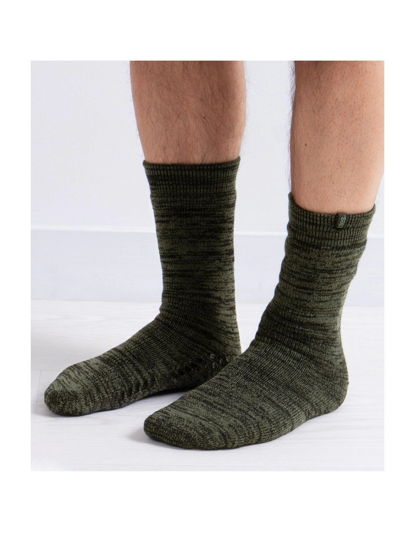TOTES Thermal Brushed Original Slipper Socks - Khaki 4 TOTES Thermal Brushed Original Slipper Socks - Khaki - Image 2