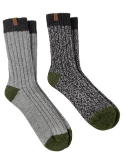 TOTES 2 Pack Chunky Twist Wool Blend Boot Socks - Grey