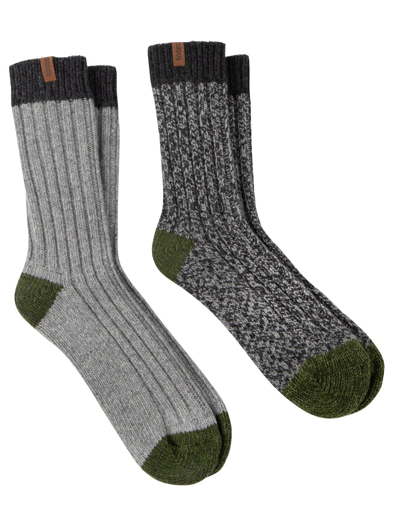 TOTES 2 Pack Chunky Twist Wool Blend Boot Socks - Grey 3 TOTES 2 Pack Chunky Twist Wool Blend Boot Socks - Grey