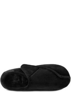 TOTES Isotoner Velour Closed Back W/Velcro Opening Slipper - Black -Totes VQA5N SQ4 0000000004 BLACK SLt