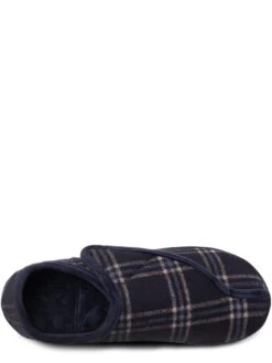 TOTES Isotoner Velour Closed Back W/Velcro Opening Slipper -Totes VQA5O SQ4 0000000048 NAVY SLt