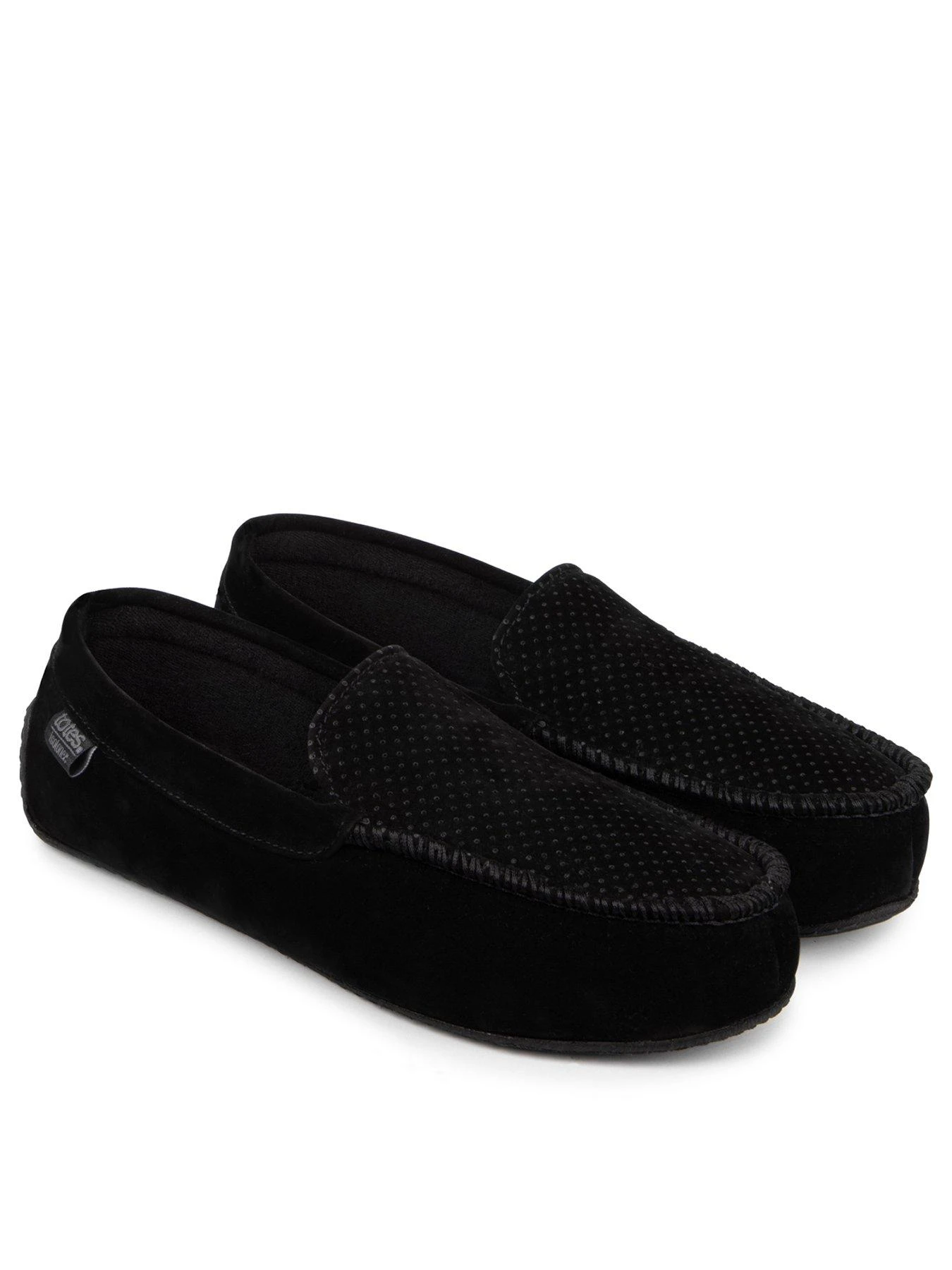 TOTES Isotoner Airtex Suedette Moccasin Slipper - Black 3 TOTES Isotoner Airtex Suedette Moccasin Slipper - Black