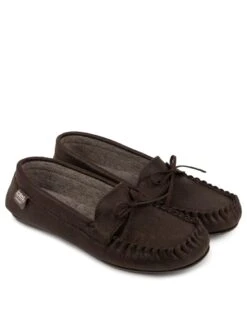 TOTES Distressed Moccasin Slipper - Brown