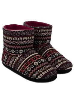 TOTES Fairisle Knit Boot Slippers - Multi