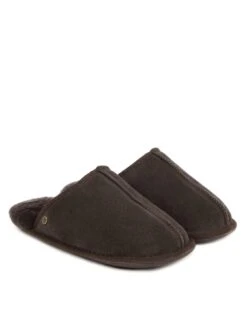 TOTES Just Sheepskin Donmar Raised Seam Mule Slipper - Brown
