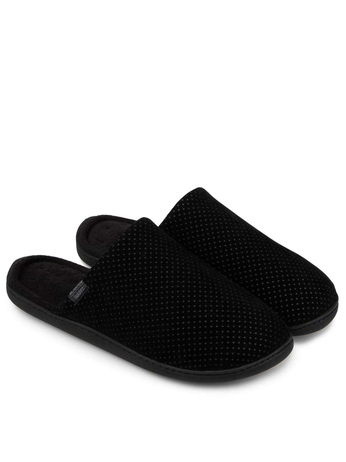 TOTES Isotoner Airtex Suedette Mule Slipper - Black 3 TOTES Isotoner Airtex Suedette Mule Slipper - Black